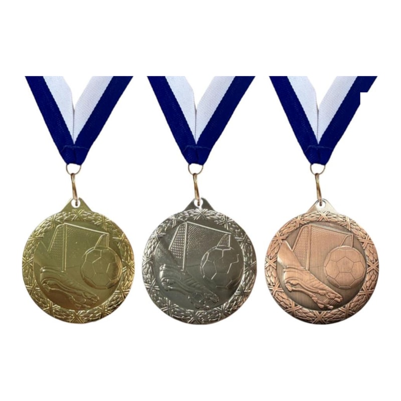 מדליה כדורגל עגולה מוטבעת מתכת 5 ס״מ (MCF20)