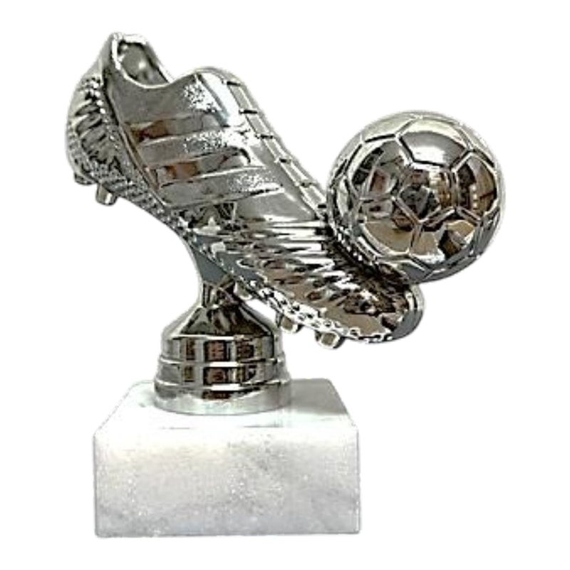 פסלון נעל כדורגל עם כדור — כסף (MCF37S)
