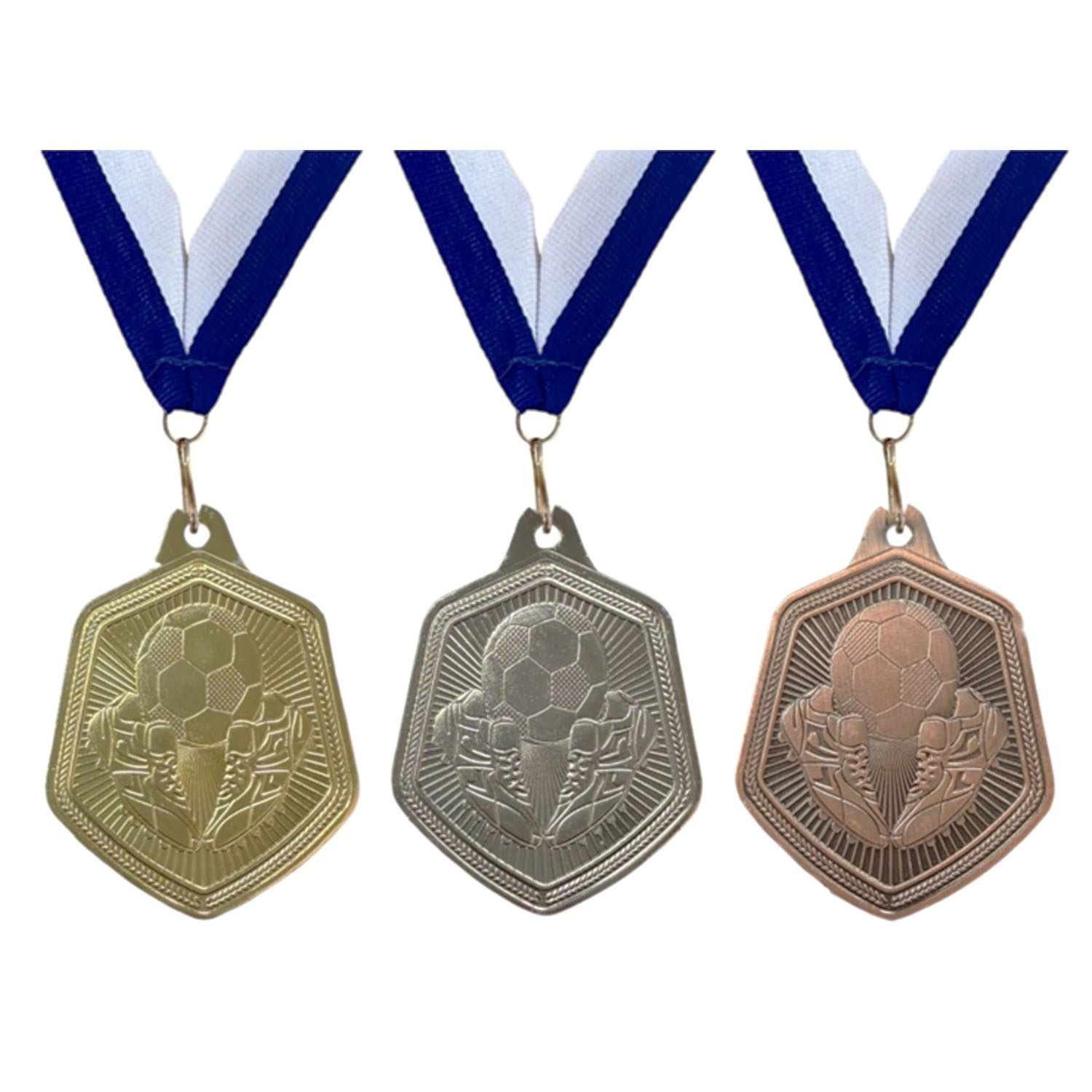 מדליית כדורגל משושה זהב כסף ארד