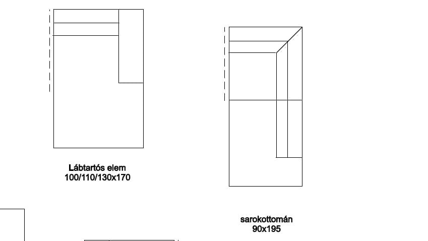 A 2-es és a 3-as ülésegységekhez két féle sarokelem is illeszthető.