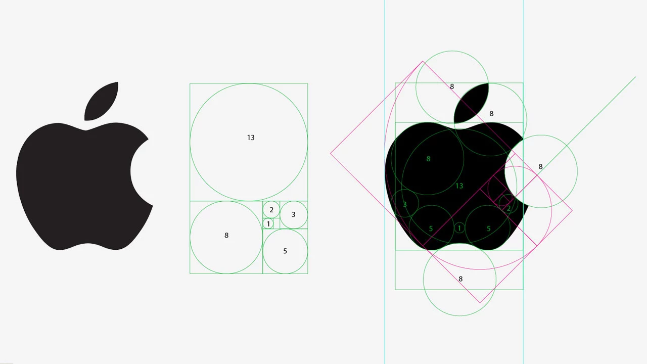 Построение логотипа Apple по принципу золотого сечения
