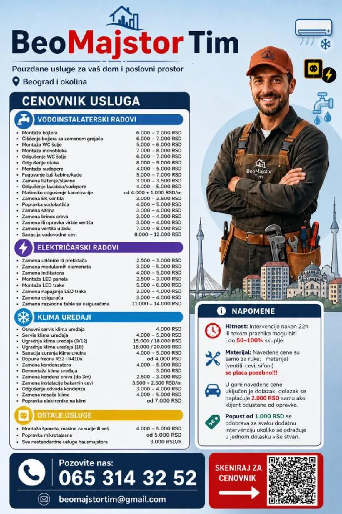 Elektro - Klima - Vodoinstalaterske usluge