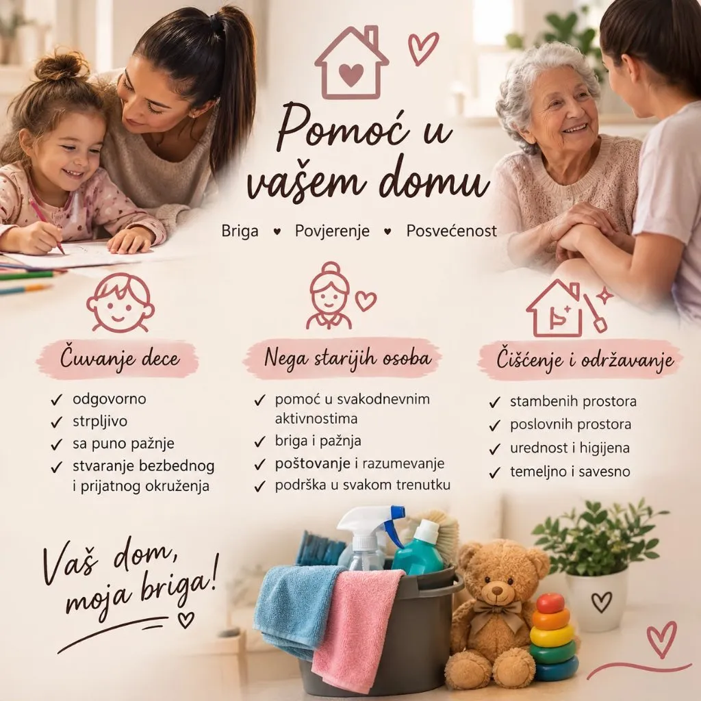 Negovateljice, uslužno čišćenje, cuvanje dece