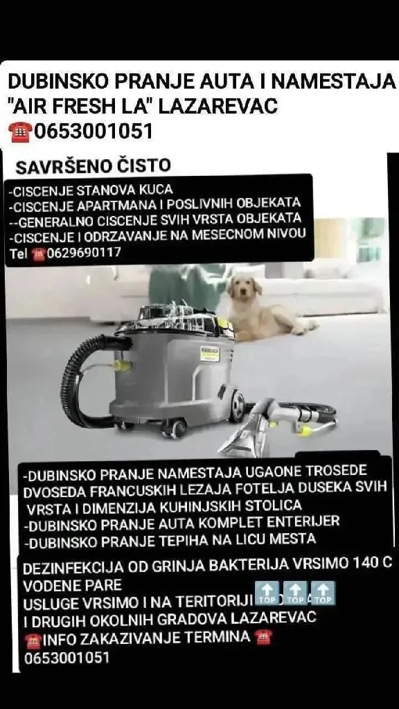 Dubinsko pranje auta i namestaja "AIr fresh la"