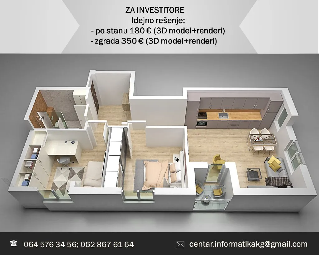 3D Modelivanje + RENDERI (IDEJNO REŠENJE STANA)