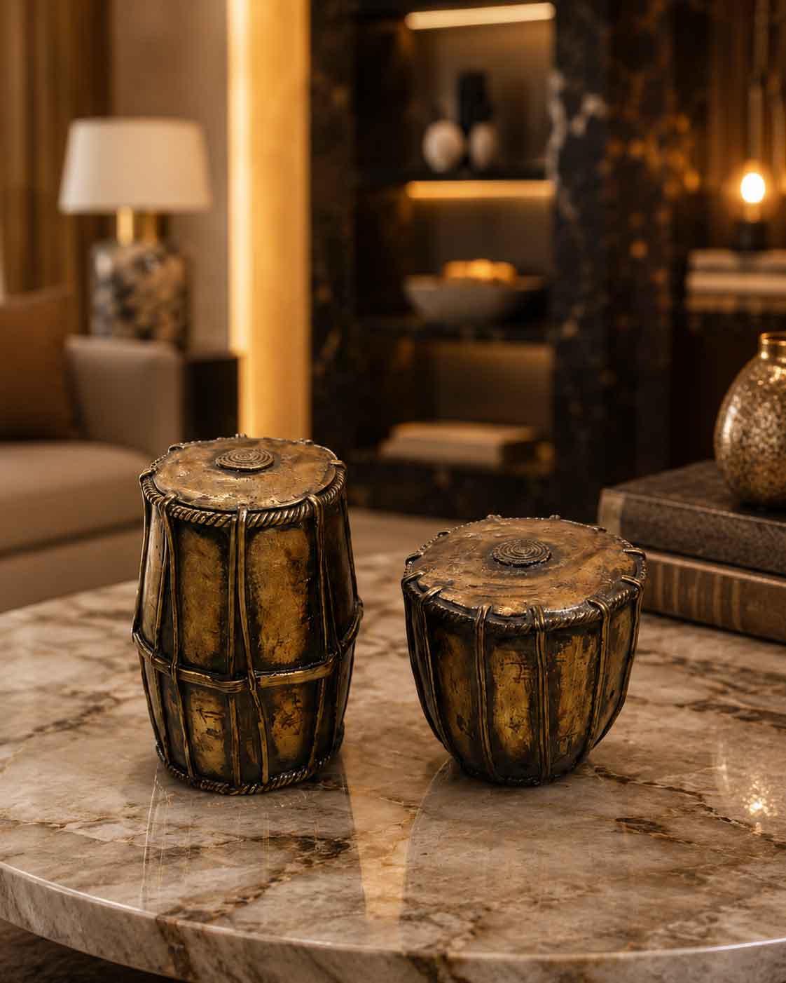 Luxury Antique Brass Dholak Decor