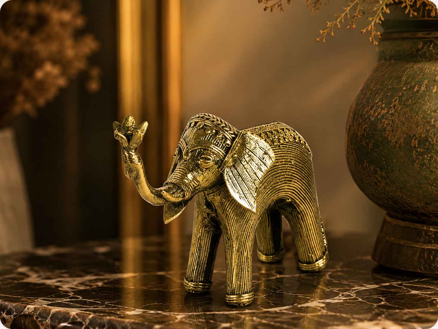 Antique Brass Elephant Decor