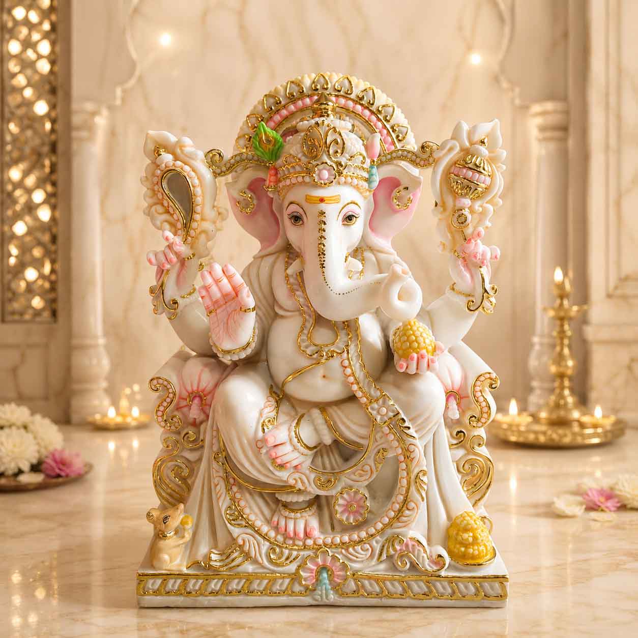 Royal Marble Dust Ganesh Idol (24-inch)