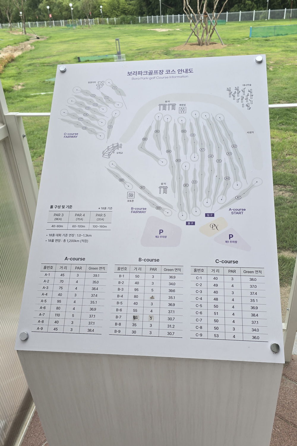 보라파크골프장 코스 안내도