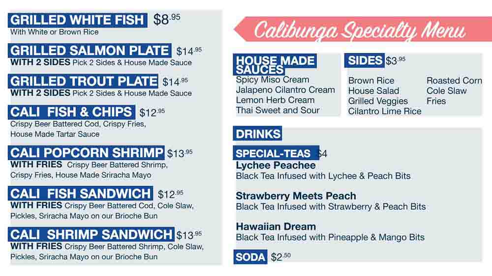 Calibunga Fish Co 메뉴