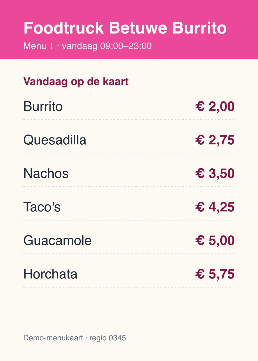 Menu - Foodtruck Betuwe Burrito - Foto 1