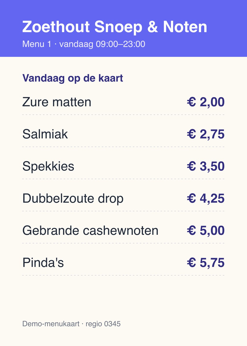 Menu - Zoethout Snoep & Noten - Foto 1