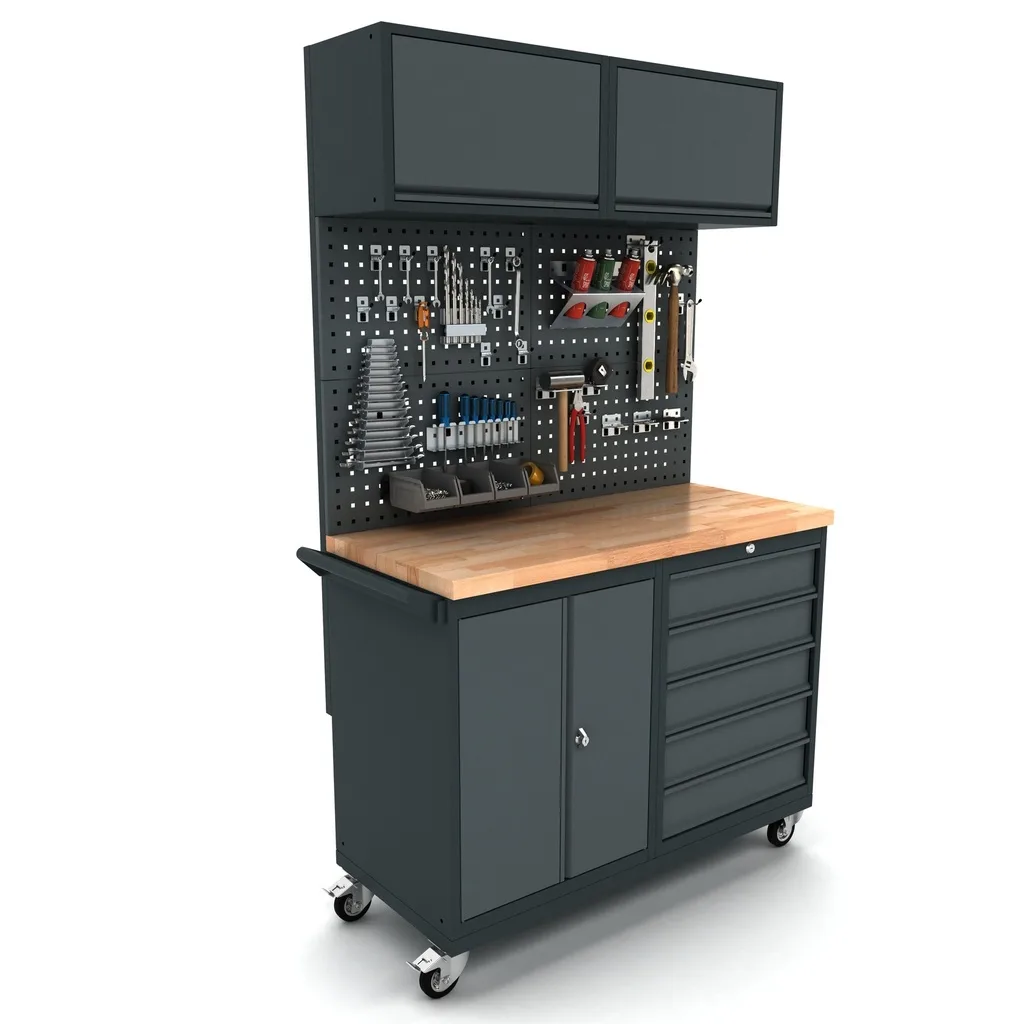 Workbench mobile 2 door 5 drawer cabinet incl. back panel and top cabinet EXPERT