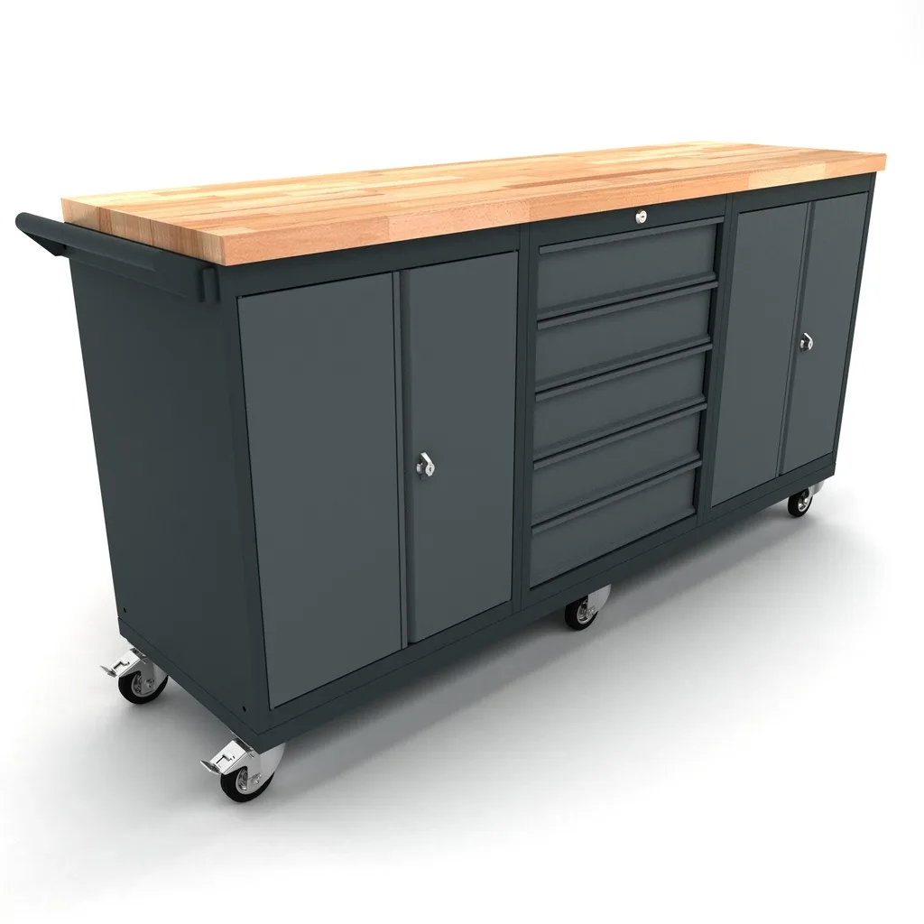 Workbench mobile 2x 2 doors 5 drawers cabinet EXPERT