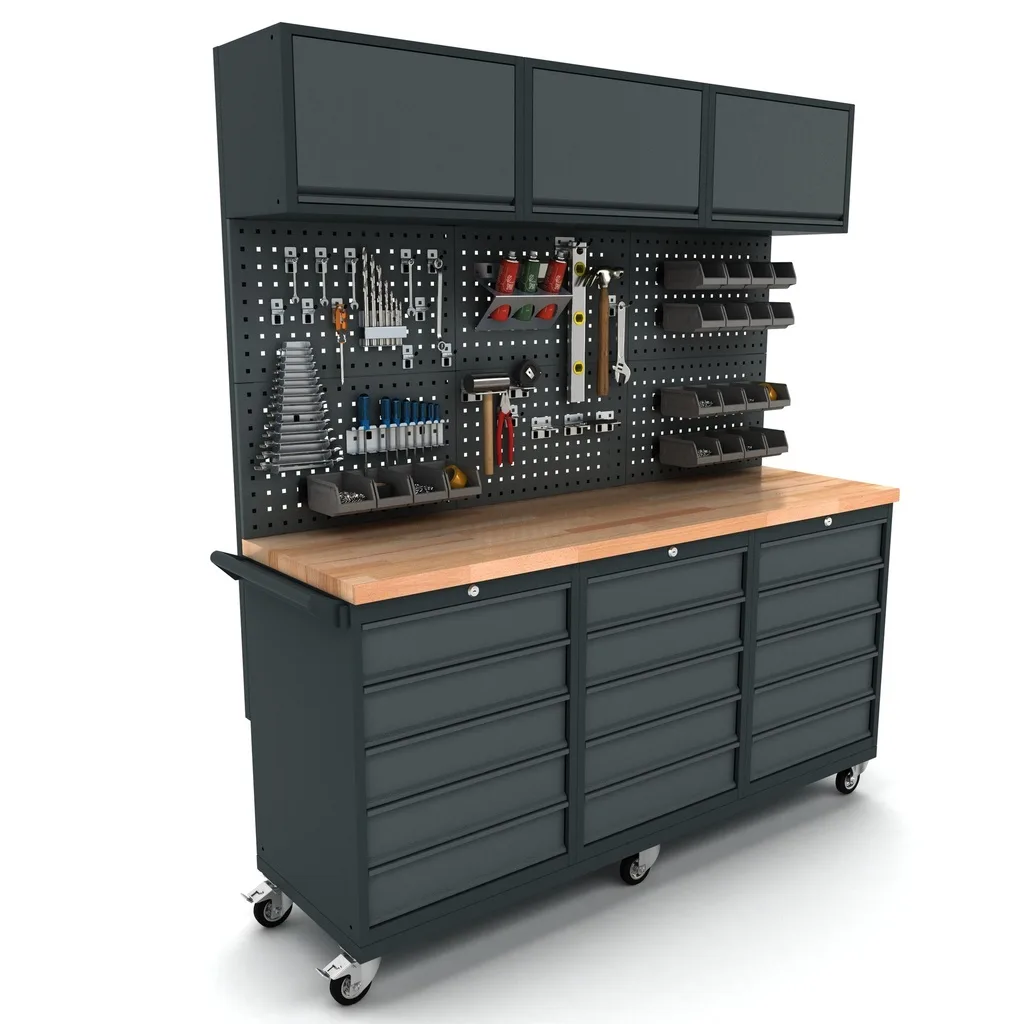 Workbench mobile 3x 5 drawers cabinet incl. back panel and top cabinet EXPERT