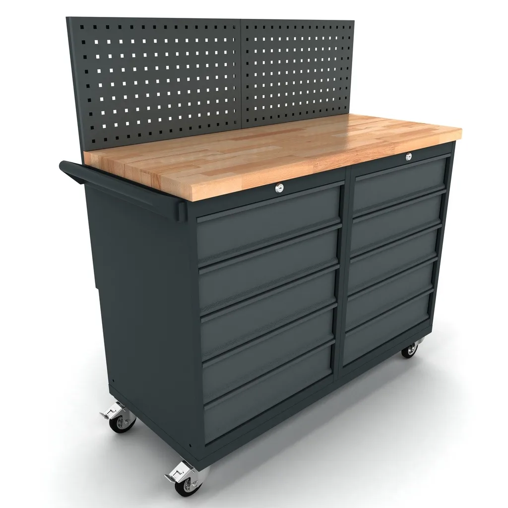 Workbench mobile 2x 5 drawer cabinet incl. back panel EXPERT