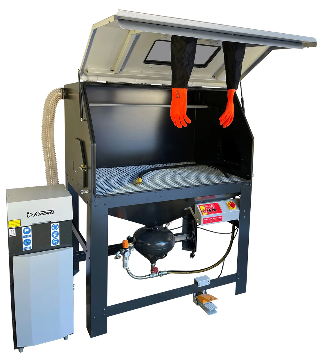 Sandblasting cabinet with pressure pot, 1500 l.