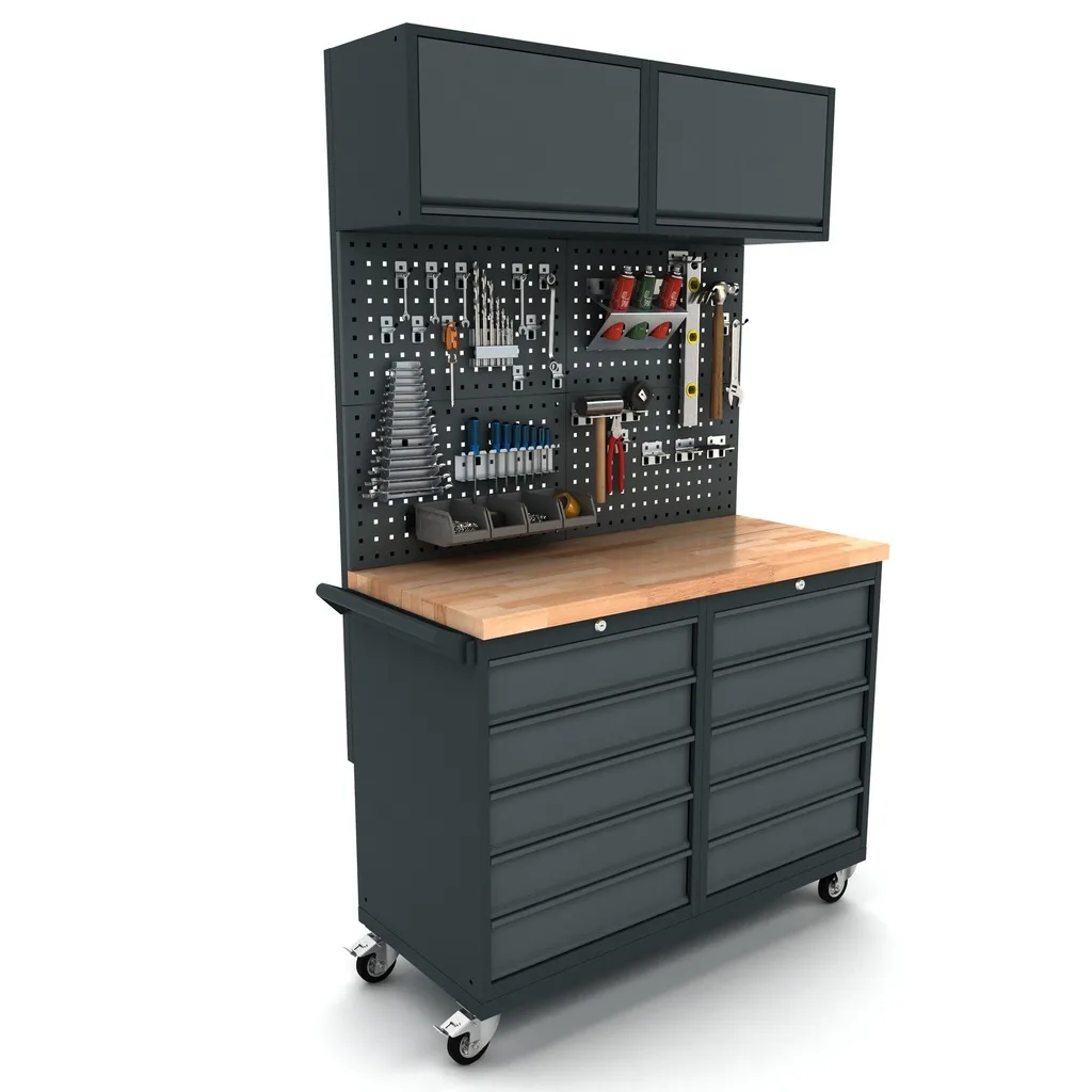 Workbench mobile 2x 5 drawer cabinet  incl. back panel and top cabinet EXPERT