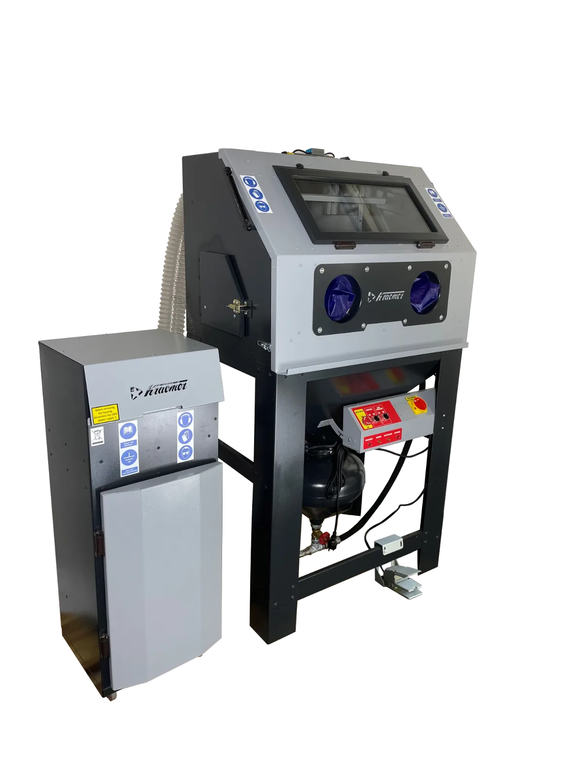 Sandblasting cabinet with pressure pot, 350 l.