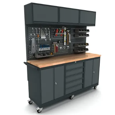 Workbench mobile 2x 2 doors 5 drawers cabinet incl. back panel and top cabinet EXPERT