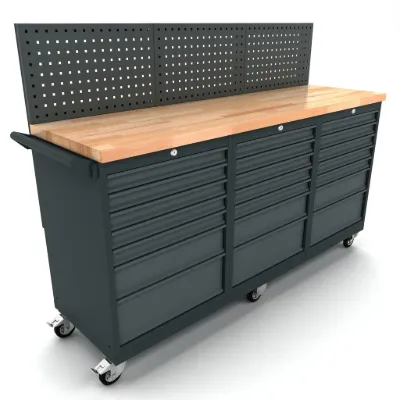 Workbench mobile 3x 7 drawers cabinet incl. back panel EXPERT