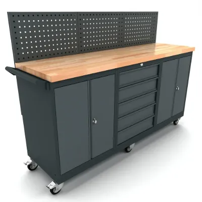 Workbench mobile 2x 2 doors 5 drawers cabinet incl. back panel EXPERT
