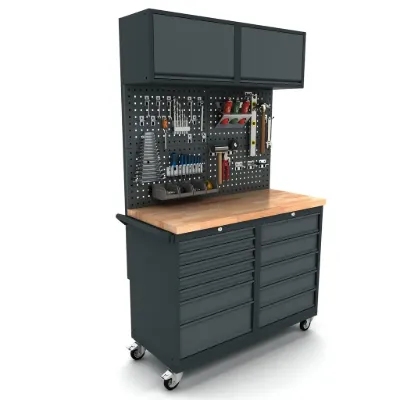 Workbench mobile 12 drawer cabinet incl. back panel and top cabinet EXPERT