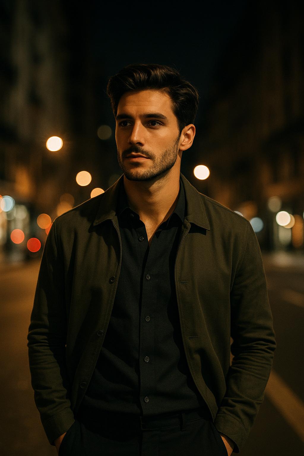 Camisas oscuras de noche: cómo usarlas sin recargar (negro, carbón, azul)