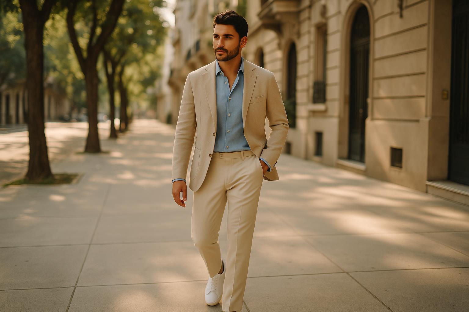 Sastrería casual: trajes livianos y combinaciones sin corbata