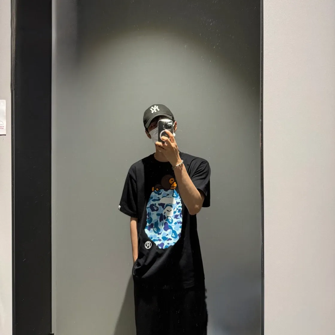 베이프 ABC 카모 마일로 온 빅 에이프 티셔츠 블랙 블루 thumbnail 2