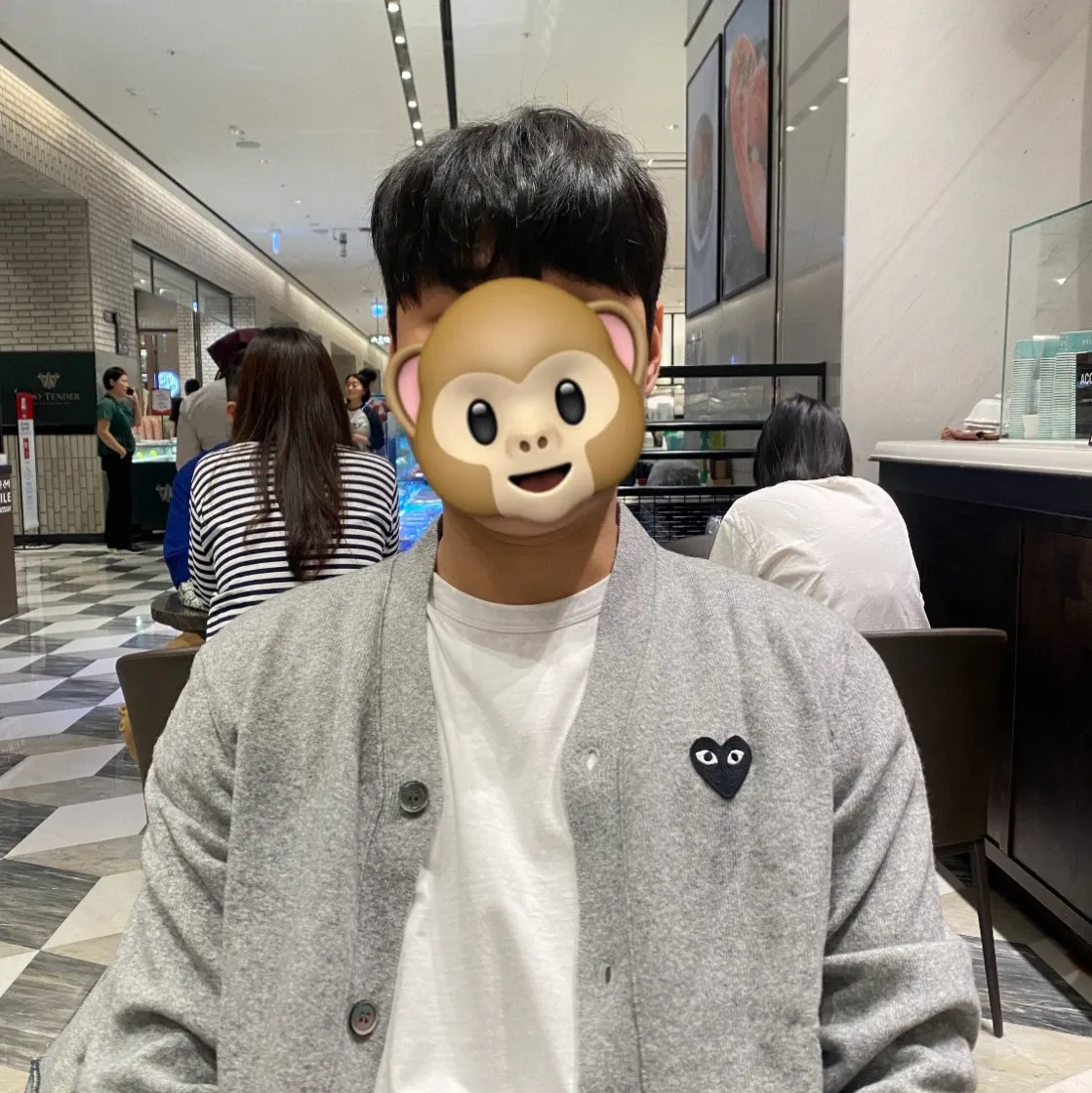 플레이 꼼데가르송 블랙 하트 니트 가디건 그레이 thumbnail 2