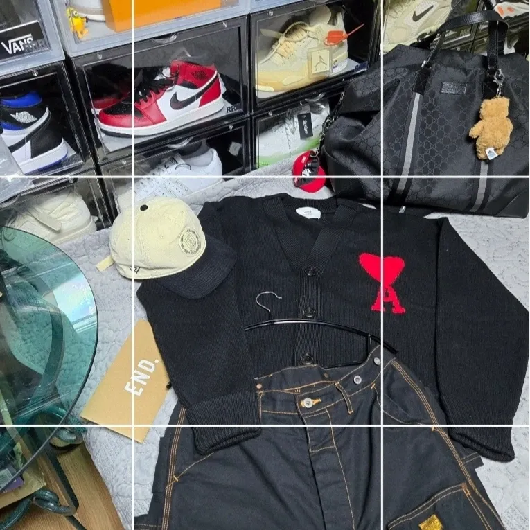 아미 빅 하트 로고 오버사이즈 인타르시아 가디건 블랙 thumbnail 2