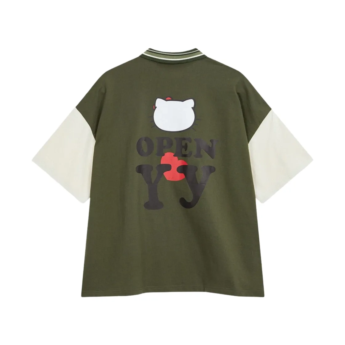 오픈 Yy x 헬로 키티 카라 티셔츠 카키 thumbnail 3