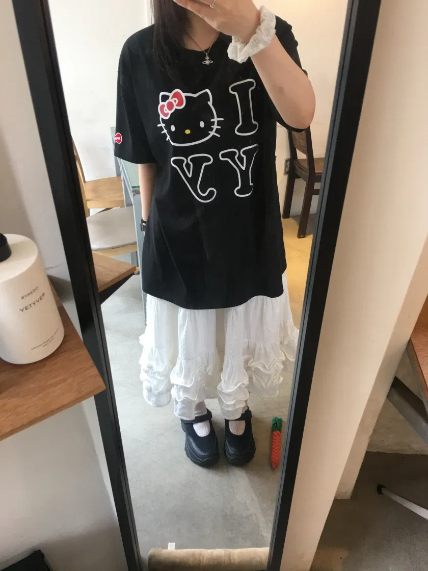 오픈 Yy x 헬로 키티 티셔츠 블랙 thumbnail 4