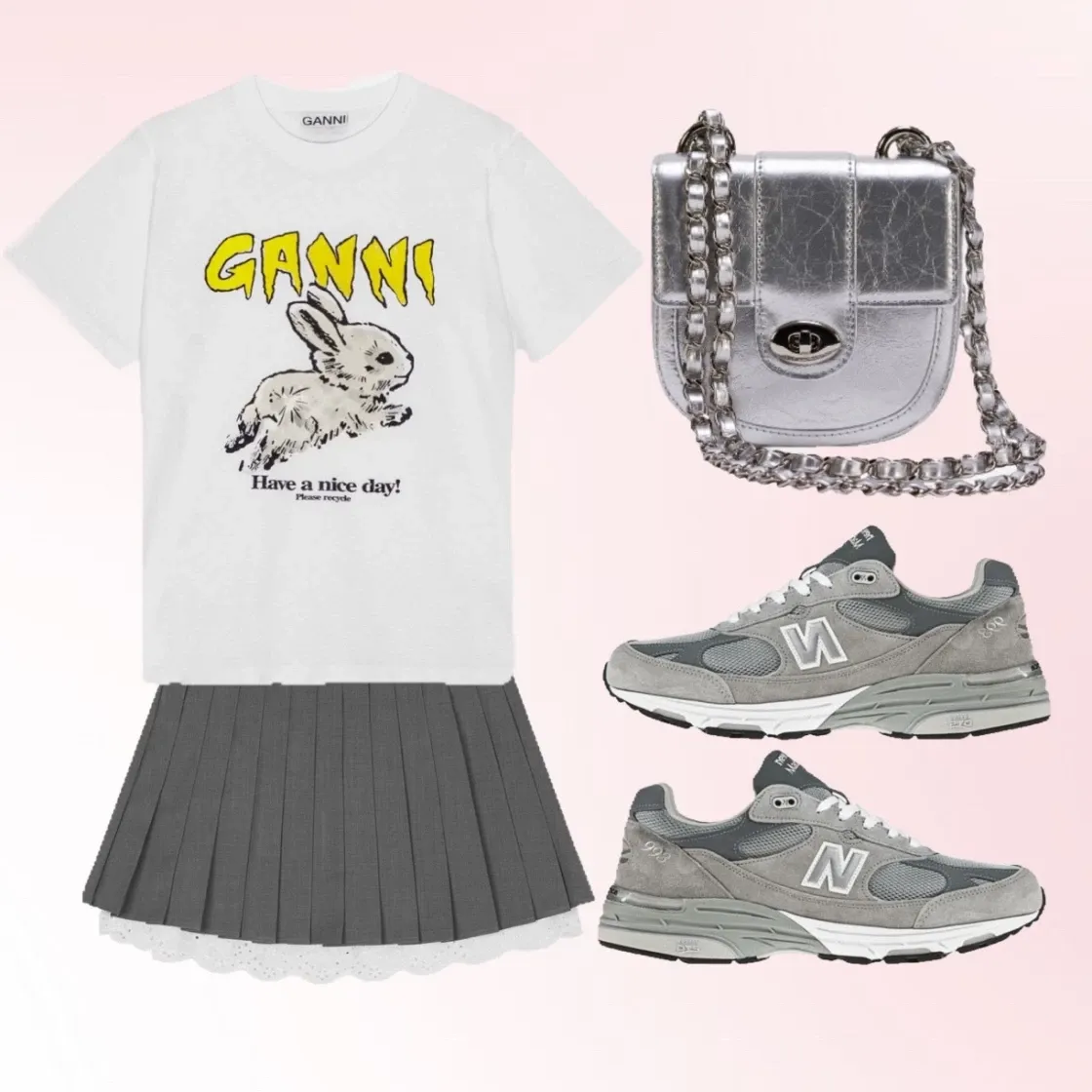 가니 릴렉스드 버니 티셔츠 브라이트 화이트 thumbnail 3