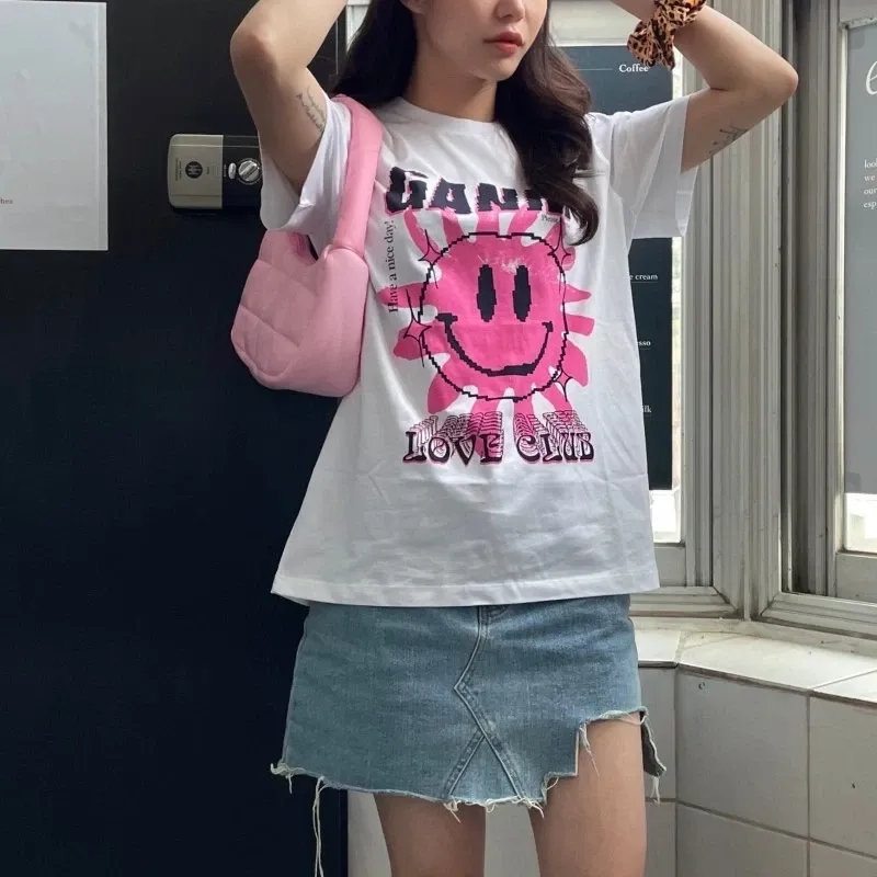 가니 러브 클럽 티셔츠 브라이트 화이트 핑크 thumbnail 3