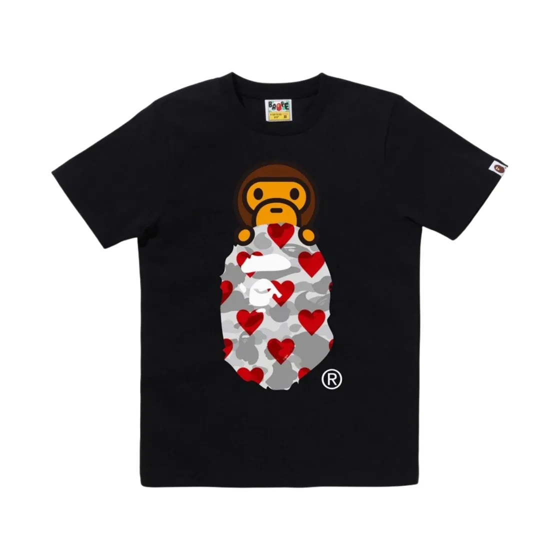 베이프 아이 러브 베이프 마일로 온 에이프 헤드 티셔츠 블랙