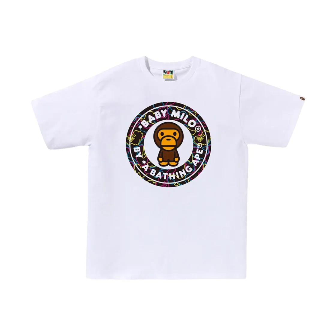 베이프 네온 카모 마일로 비지 웍스 티셔츠 화이트