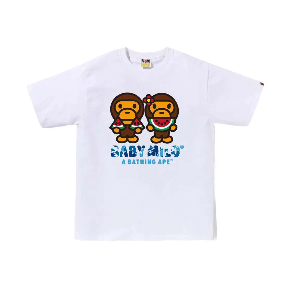 베이프 ABC 카모 베이비 마일로 워터 멜론 썸머 티셔츠 화이트