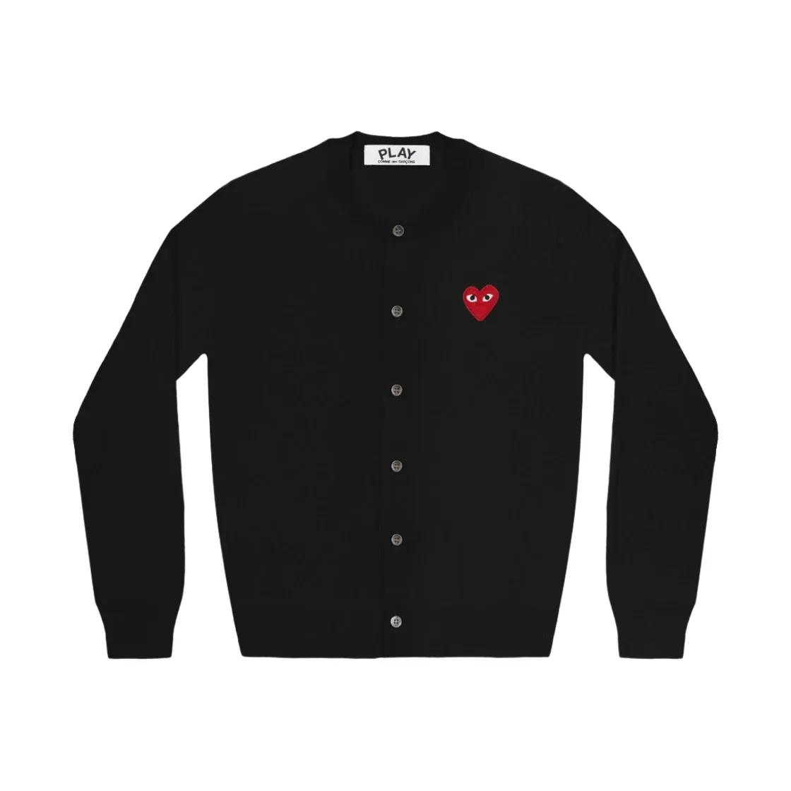 플레이 꼼데가르송 레드 하트 니트 가디건 블랙