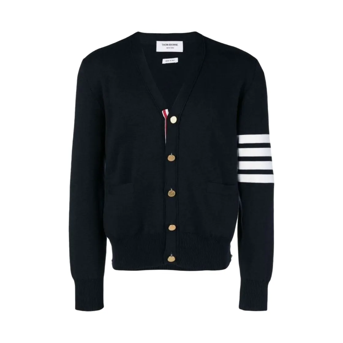 톰브라운 밀라노 스티치 사선 가디건 네이비