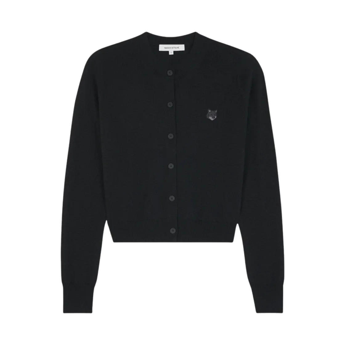 메종 키츠네 볼드 폭스 헤드 패치 레귤러 가디건 블랙
