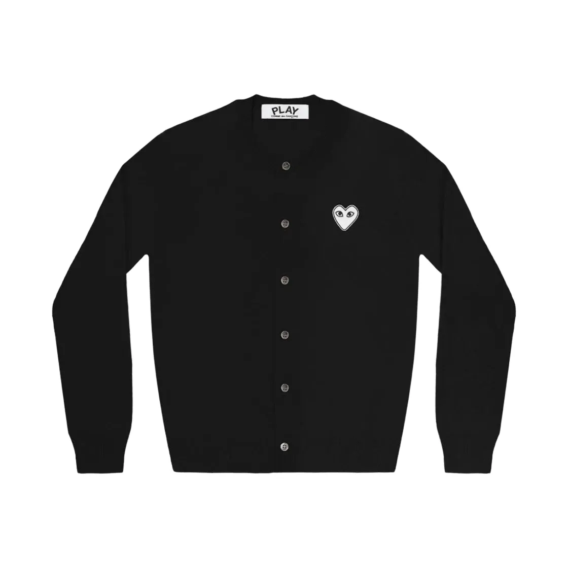플레이 꼼데가르송 화이트 하트 니트 가디건 블랙