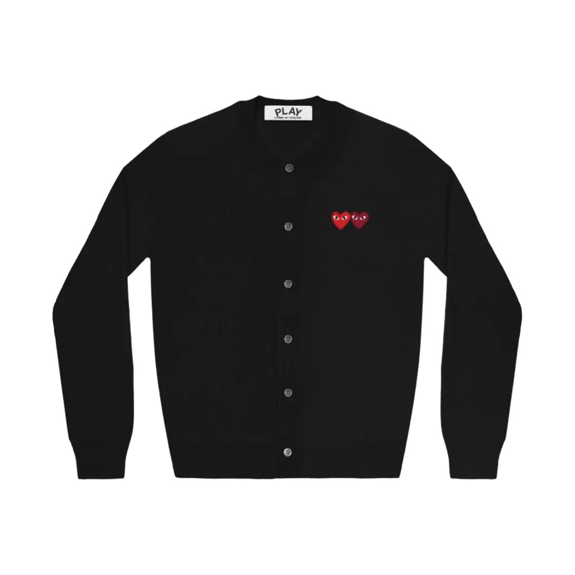 플레이 꼼데가르송 더블 하트 가디건 블랙