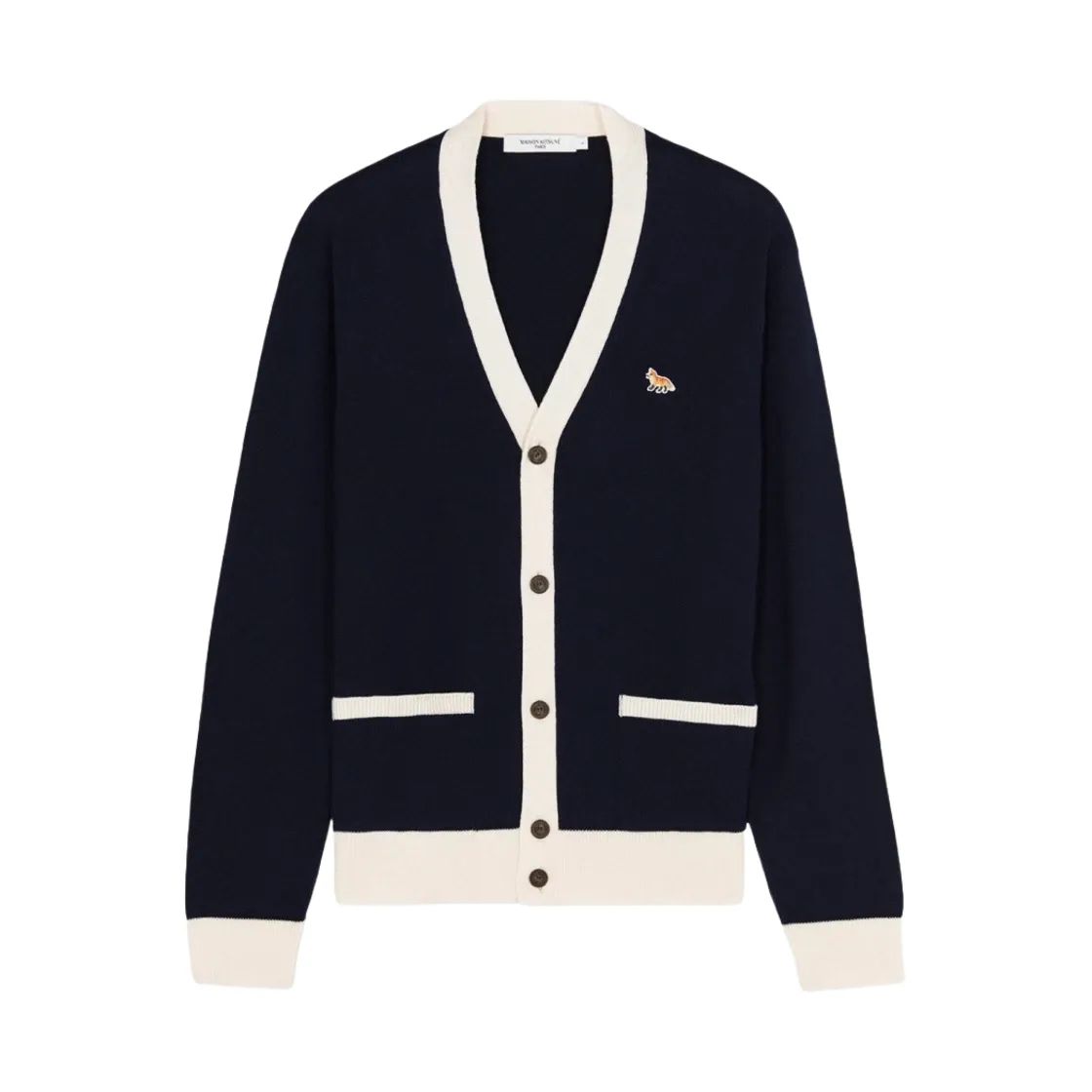 메종 키츠네 베이비 폭스 패치 바이컬러 클래식 가디건 네이비
