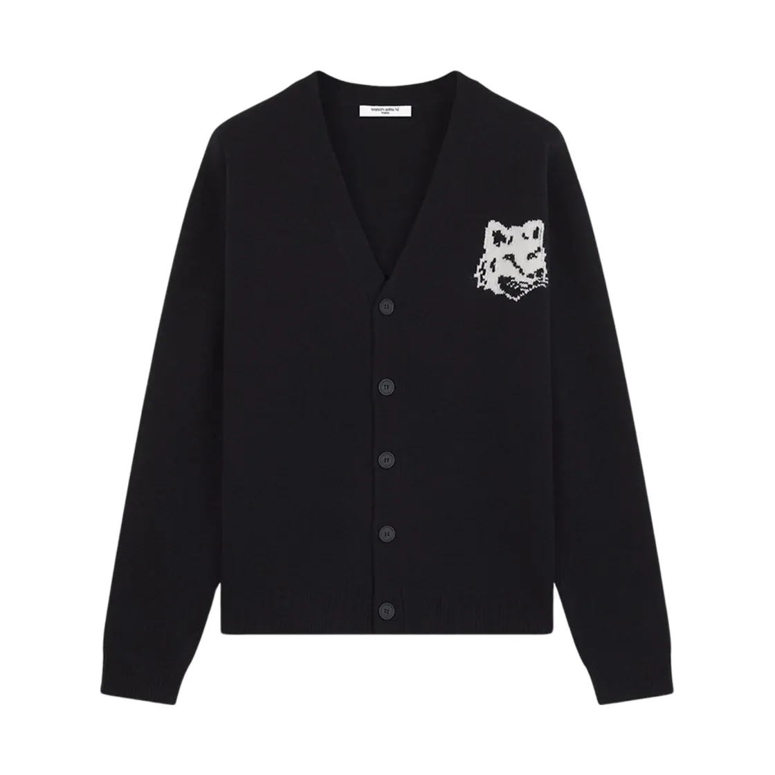 메종키츠네 폭스 헤드 인타르시아 가디건 블랙