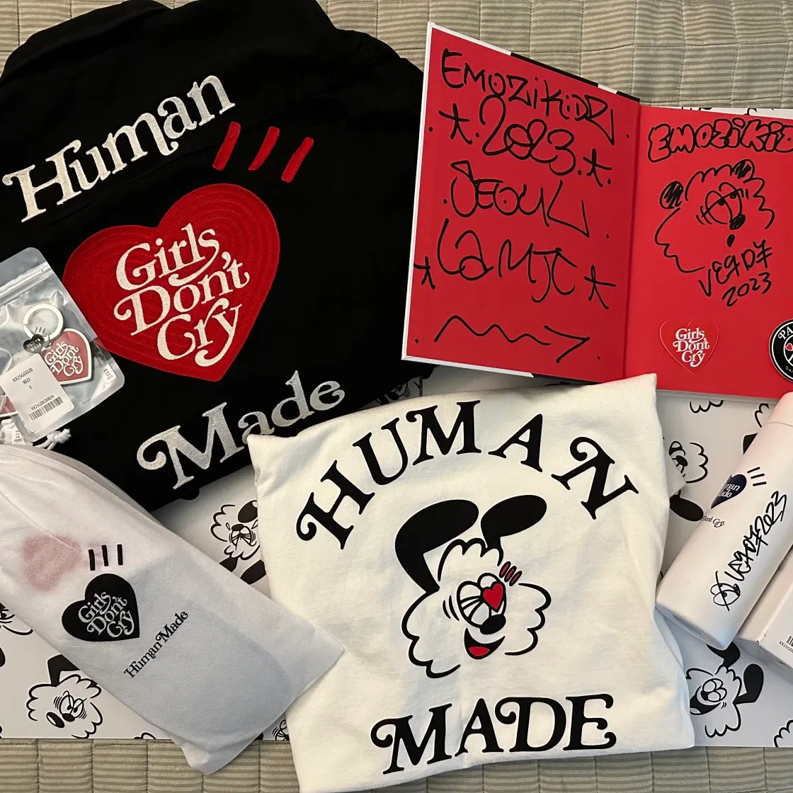 휴먼 메이드 x 베르디 걸스 돈 크라이 밸런타인 데이 롱슬리브 티셔츠 화이트 thumbnail 2