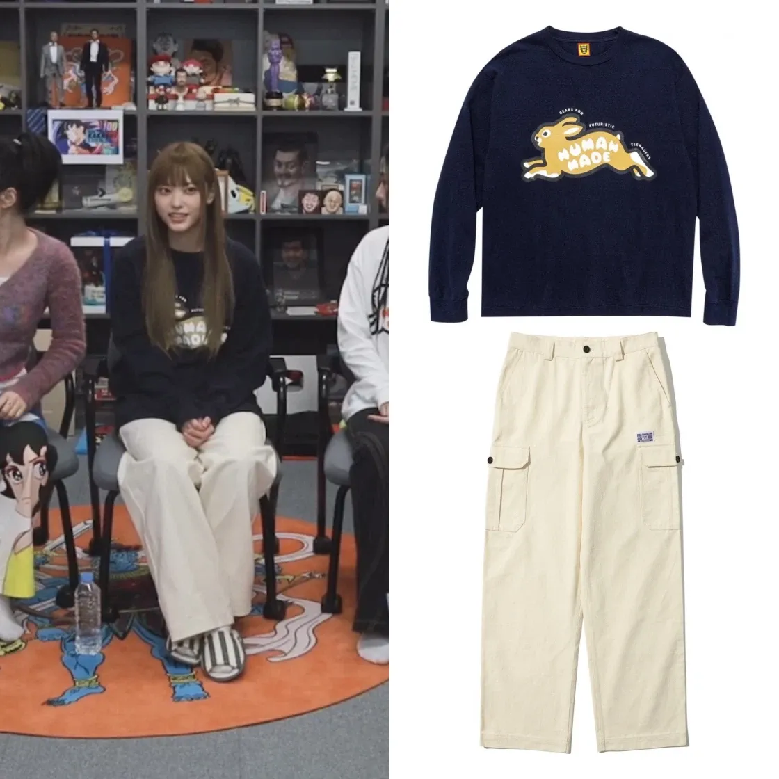 휴먼 메이드 래빗 롱슬리브 티셔츠 네이비 thumbnail 4