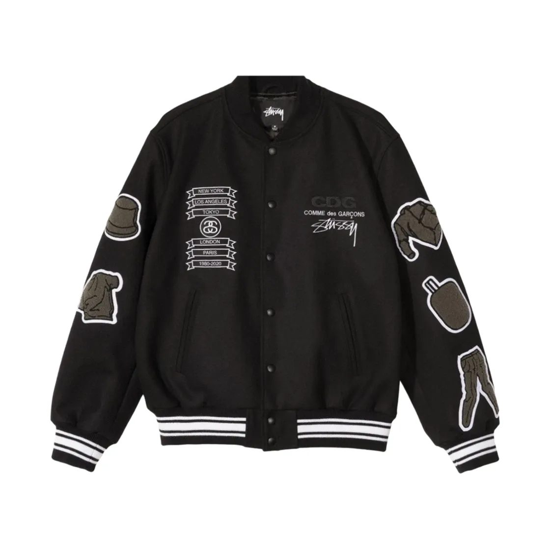 스투시 x CDG 바시티 자켓