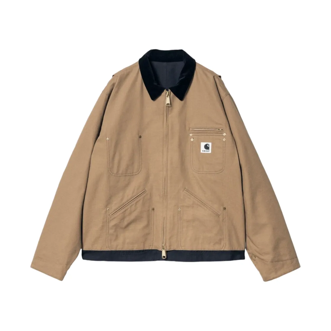 사카이 x 칼하트 WIP 리버시블 덕 자켓 베이지 네이비